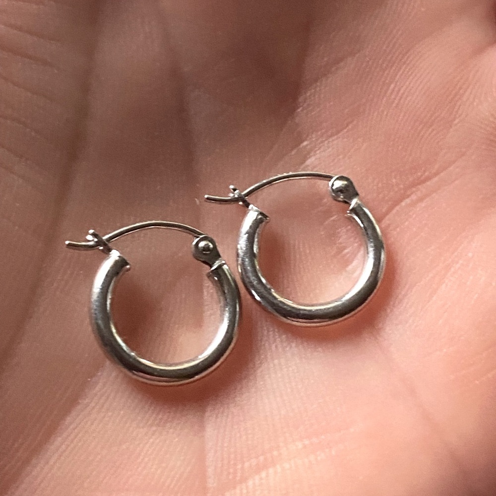 Pair .5” Sterling Silver Hoop Earrings